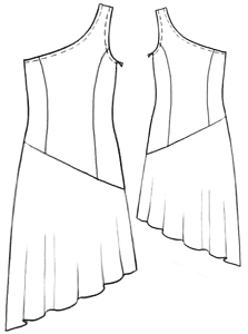 example - #5205 Dress with asymmetrical hem