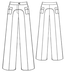 example - #5354 Pants with rounded reliefs