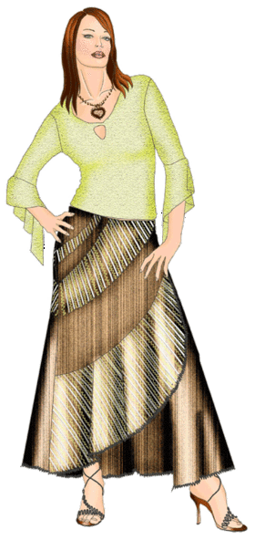 preview - #5356 Skirt with slanting reliefs