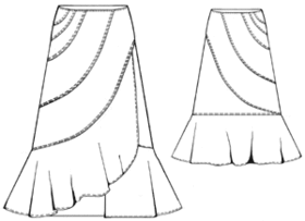 example - #5356 Skirt with slanting reliefs