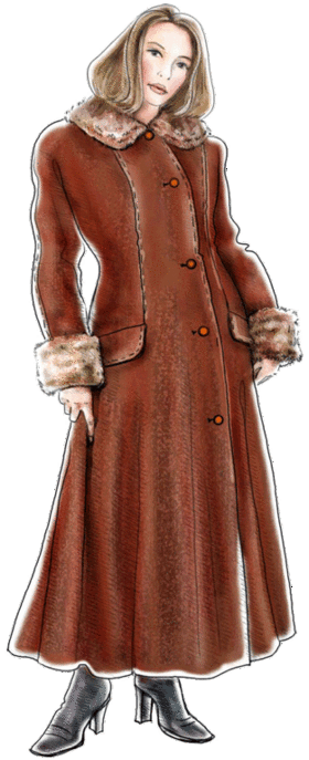 Women :. Coats :. #5007 Long Coat with One-Piece-Cut Sleeve