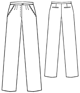Women :. Pants :. #5004 Pants with diagonal pockets and pleats